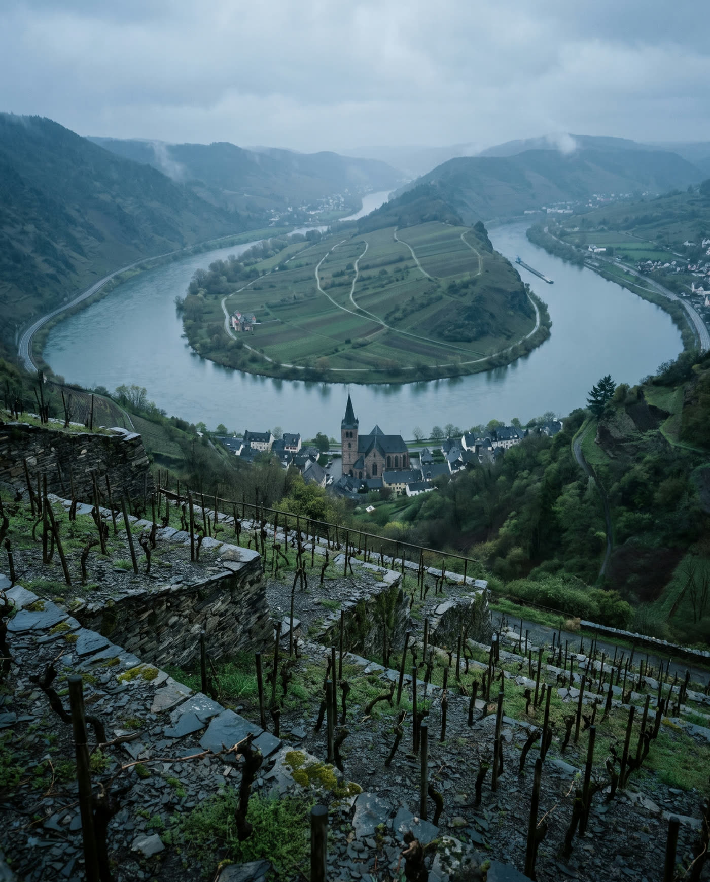 Schiefer-Steillage über St. Goarshausen